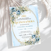 Sophisticated Pastel Blue Gold Eucalyptus Quince 招待状