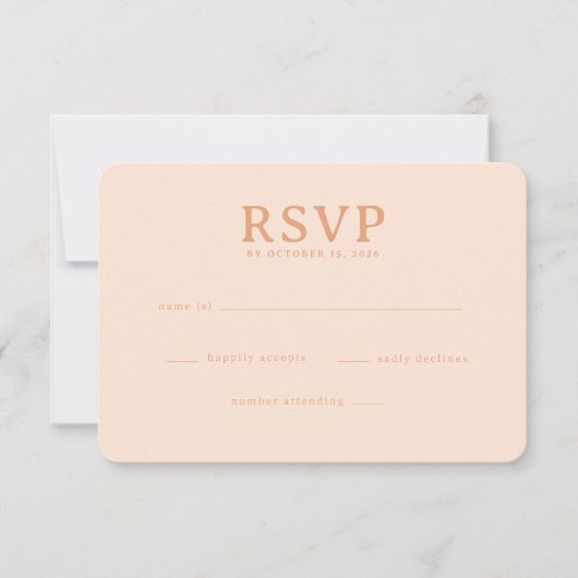 Sophisticated Peach RSVP Card (正面)
