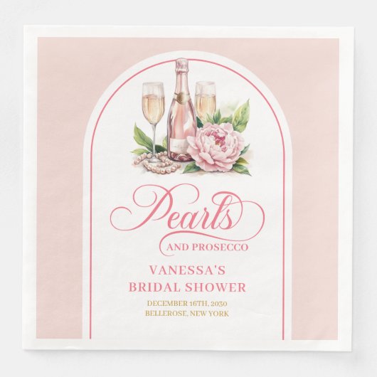 Sophisticated Pearls and Prosecco Bridal Napkins (正面)