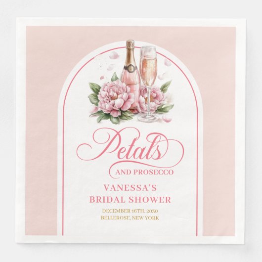 Sophisticated Petals and Prosecco Bridal Napkins (正面)
