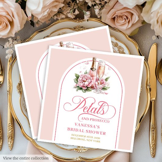 Sophisticated Petals and Prosecco Bridal Napkins