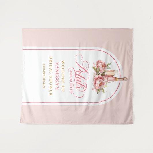 Sophisticated petals and prosecco wedding backdrop タペストリー (正面(横))