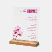 Sophisticated Pink Floral Beverage Menu アクリルサイン (傾斜)