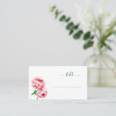 Sophisticated Pink Floral Label プレイスカード (スタンド正面)