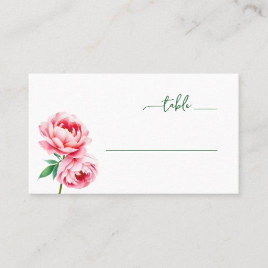 Sophisticated Pink Floral Label プレイスカード (正面)