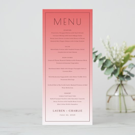 Sophisticated Pink Menu Template メニュー (スタンド正面)