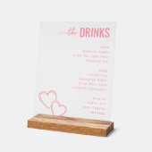Sophisticated Pink Minimalist Beverage Menu アクリルサイン (傾斜)