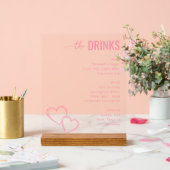 Sophisticated Pink Minimalist Beverage Menu アクリルサイン (ウェディング)