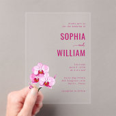 Sophisticated Pink Orchid Wedding Invitation アクリル招待状 (インサイチュ (ポータブル))