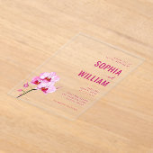 Sophisticated Pink Orchid Wedding Invitation アクリル招待状 (レイダウン)