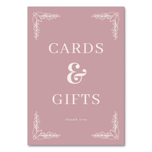 Sophisticated Pink Serif Gratitude Card テーブルナンバー (正面)