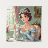 Sophisticated princess with crown elegant gown タペストリー (正面)