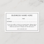 Sophisticated Professional Elegant 予約カード (裏面)