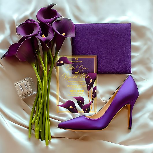 Sophisticated Purple Calla Lily Wedding  アクリル招待状