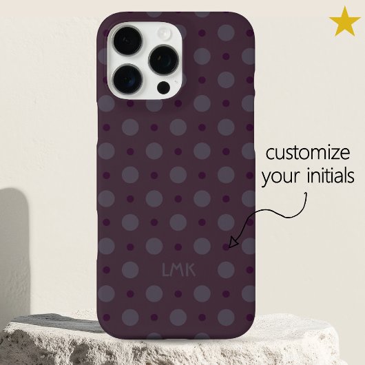 Sophisticated Purple Dots Custom Name Initials Case-Mate iPhoneケース
