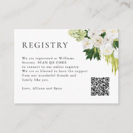 Sophisticated QR Code Floral Wedding Registry エンクロージャーカード