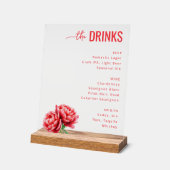 Sophisticated Red Floral Beverage Menu アクリルサイン (傾斜)