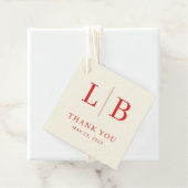 Sophisticated Red Serif Wedding Favor Tag フェイバータグ (インサイチュ)