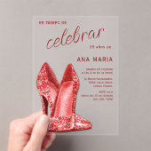 Sophisticated Red Spanish Feminine Birthday  アクリル招待状 (インサイチュ (ポータブル))