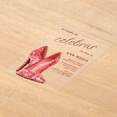 Sophisticated Red Spanish Feminine Birthday  アクリル招待状 (レイダウン)