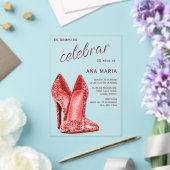 Sophisticated Red Spanish Feminine Birthday  アクリル招待状 (インサイチュ (ウェディング))