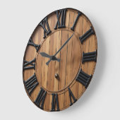Sophisticated Roman Numeral Rustic Plank ラージ壁時計 (傾斜)