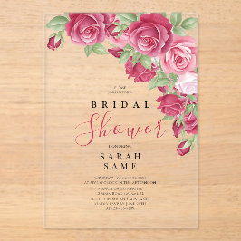 Sophisticated Rose Bridal Shower アクリル招待状