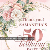 Sophisticated Rose Gold Blush 50th Birthday Labels ラウンドシール