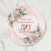 Sophisticated Rose Gold Blush 50th Birthday Tag フェイバータグ (正面)