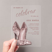 Sophisticated Rose Gold Spanish Feminine Birthday アクリル招待状 (インサイチュ (ポータブル))