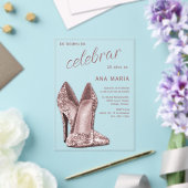 Sophisticated Rose Gold Spanish Feminine Birthday アクリル招待状 (インサイチュ (ウェディング))