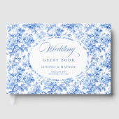 Sophisticated Royal Blue Toile Roses Guest Book ゲストブック (正面)