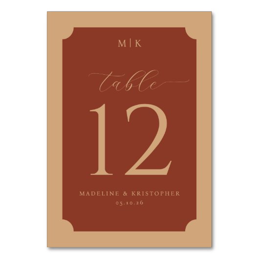 Sophisticated Rust Table Number テーブルナンバー (正面)