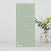 Sophisticated Sage Green Minimalist Wedding Menu メニュー (スタンド正面)