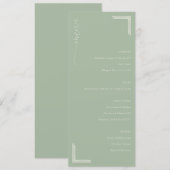 Sophisticated Sage Green Minimalist Wedding Menu メニュー (正面/裏面)