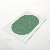 Sophisticated Sage Green Stripes 箔招待状 (回転した状態)