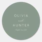 Sophisticated Sage Minimalist Typographic ラウンドシール (正面)