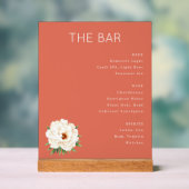 Sophisticated Salmon Pink Minimalist Bar Menu アクリルサイン (ニュートラル)