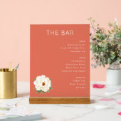 Sophisticated Salmon Pink Minimalist Bar Menu アクリルサイン (ウェディング)