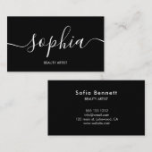 Sophisticated Script Calligraphy Minimal Black 名刺 (正面/裏面)