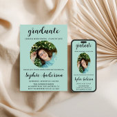 Sophisticated Script Graduation Party with Photo 招待状