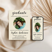 Sophisticated Script Graduation Party with Photo 招待状