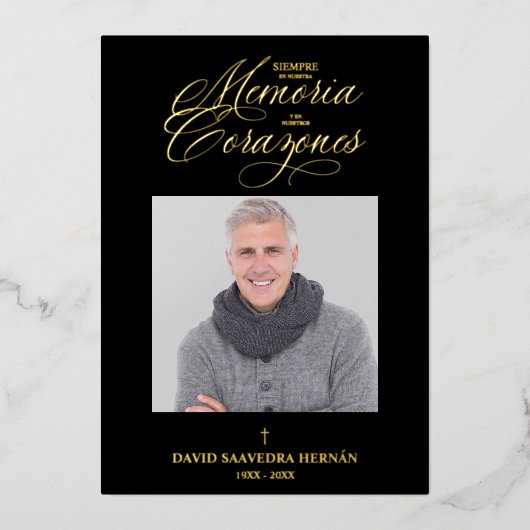 Sophisticated Spanish Photo Remembrance Card 箔招待状 (正面)