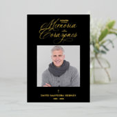Sophisticated Spanish Photo Remembrance Card 箔招待状 (立ち正面)