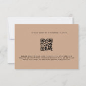 Sophisticated Tan QR Code Elegant Wedding 出欠カード (裏面)