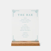 Sophisticated Teal Geometric Bar Menu アクリルサイン (正面)