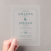 Sophisticated Teal Minimalist Wedding Invitation アクリル招待状 (インサイチュ (ポータブル))
