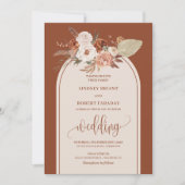 Sophisticated Terracotta Pampas Grass Boho Wedding 招待状 (正面)