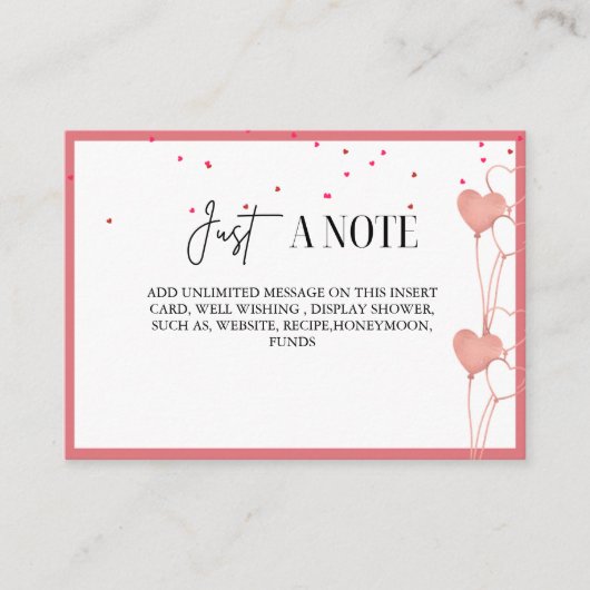 Sophisticated Valentine's Bridal Shower Sign Card エンクロージャーカード (正面)