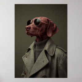 Sophisticated Vizsla in Trench Coat – Elegant ポスター